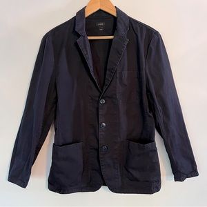 J Crew Navy Cotton Three Button Blazer Small